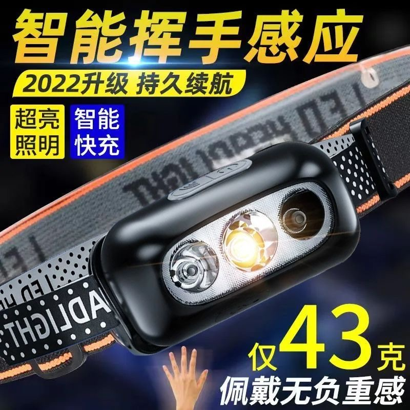 公牛适用led头灯强光可充电野外超亮工作手电筒头戴式锂电氙气灯