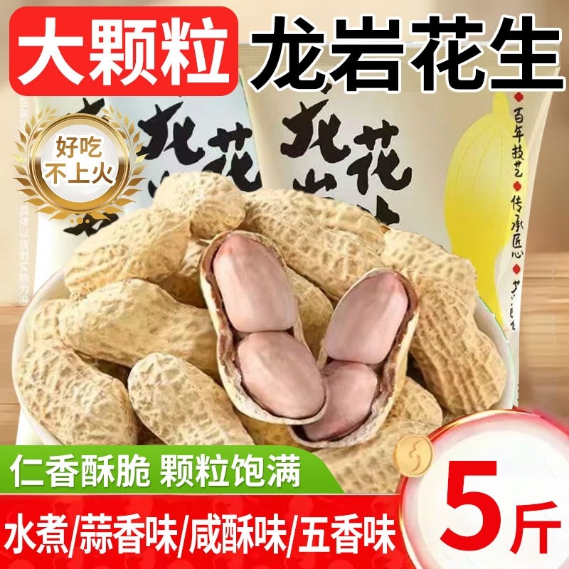 福建龙岩水煮花生蒜香干官方旗舰店盐水煮咸干湿烤带壳熟零食五香