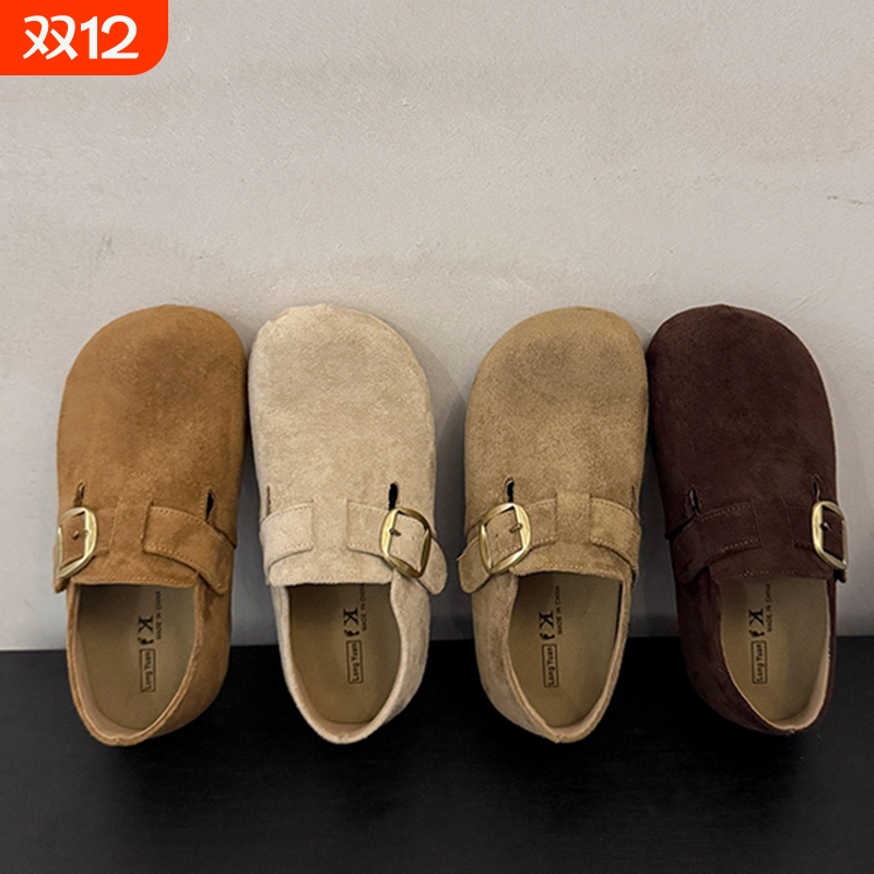 勃肯鞋女2025新款全包一脚蹬懒人博肯鞋加绒秋冬女内增高厚底单鞋