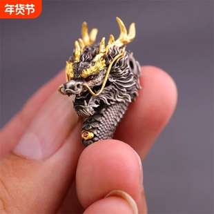 龙三通通孔转运珠手链项链diy配件复古国风做旧时尚潮流高级配饰