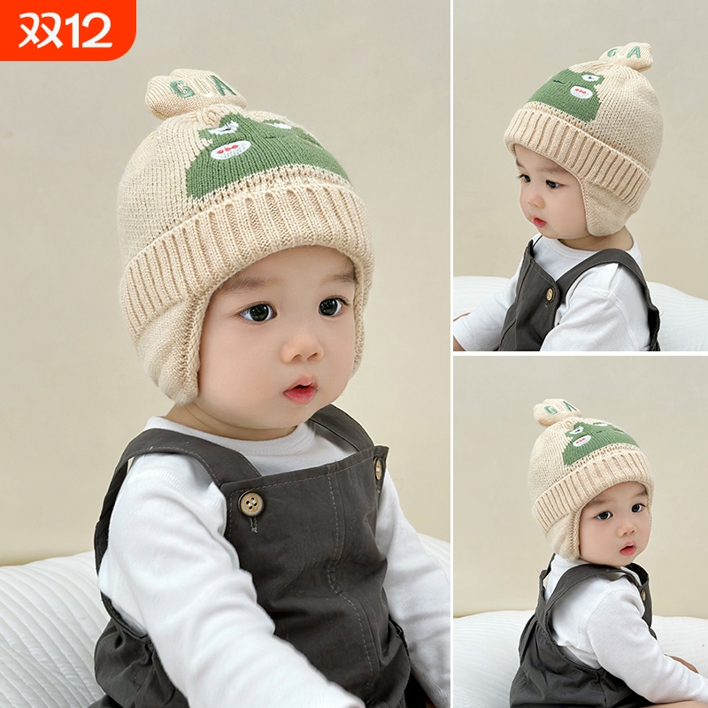 婴儿帽子冬款男宝保暖护耳帽