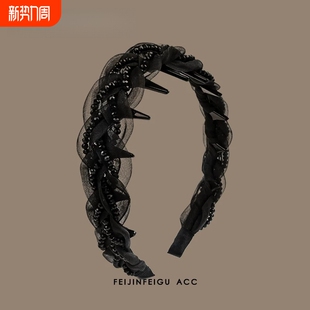 赫本风气质网纱发箍女2026新款 显脸小高颅顶头箍发卡巴黎王妃头饰