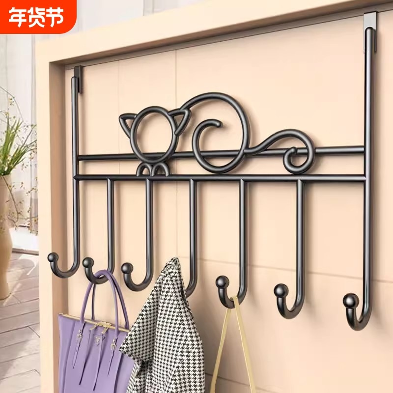 免打孔门后挂衣架挂钩置物架厨房门上壁挂无痕衣帽钩卧室承重玄关