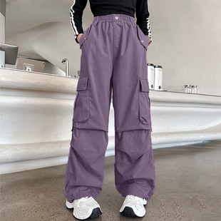 子女大童阔腿裤 秋冬儿童加绒裤 秋季 加厚女孩运动裤 女童工装 冬装 裤