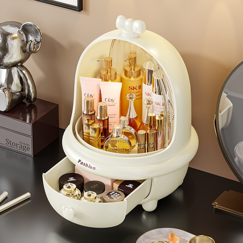 旋转化妆品收纳盒桌面抽屉护肤品防尘柜高级感梳妆台大容量置物架