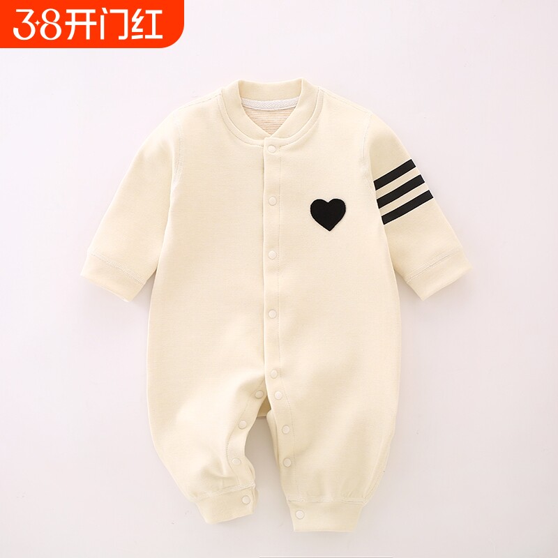 婴儿秋冬无骨德绒连体衣宝宝羊绒哈衣家居服婴幼儿蚕丝爬服加绒