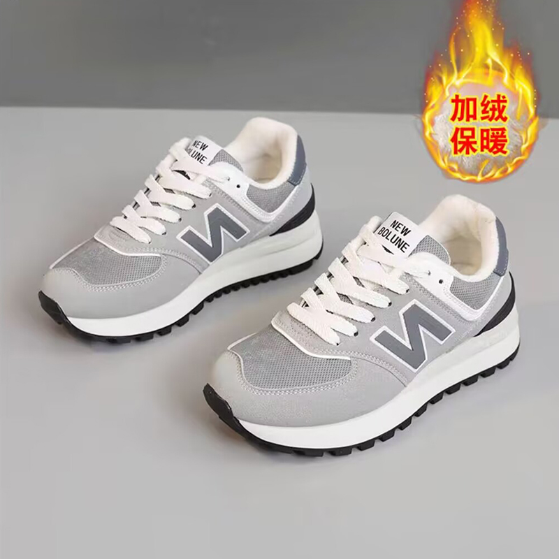 新百伦冬季加绒574情侣新款男鞋保暖棉鞋休闲跑步运动鞋N字增高女