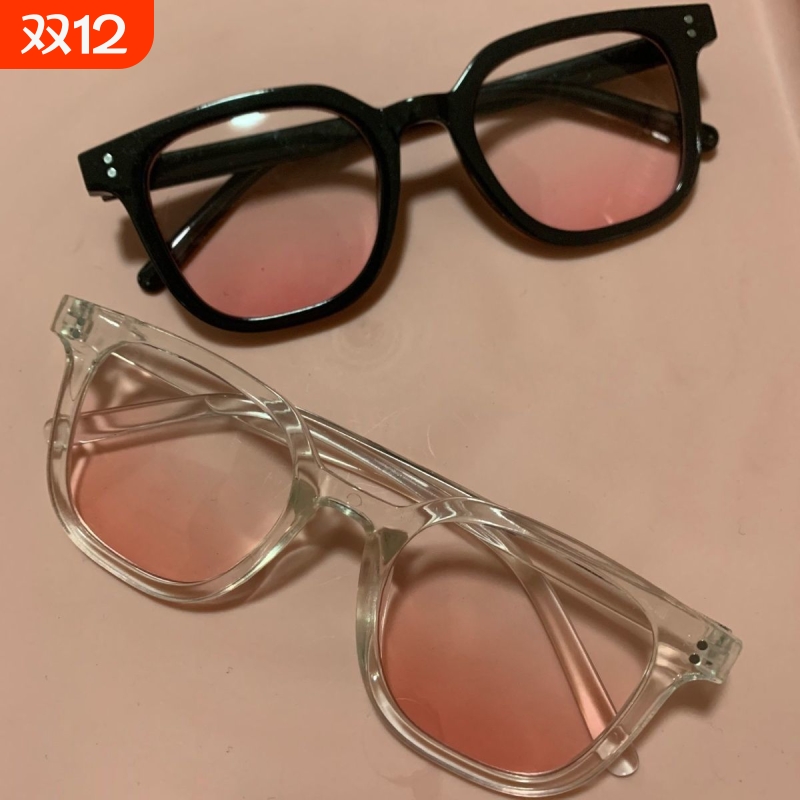 网红款腮红眼镜女纯欲风素颜眼镜ins高颜值黑框渐变粉色大脸显小