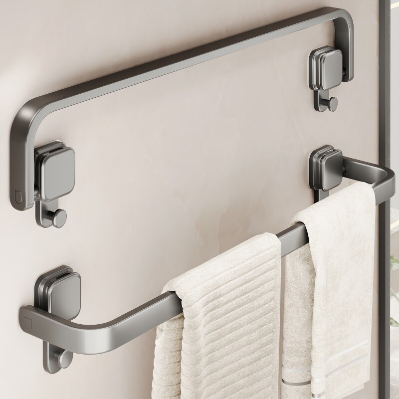 吸盘毛巾杆卫生间墙上收纳厨房挂抹布挂墙置物架洗脸毛巾架子承重