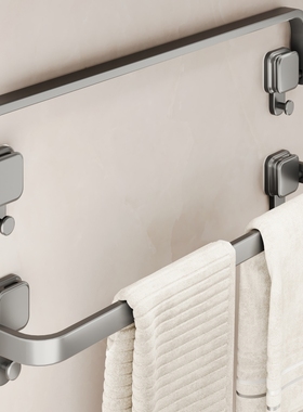吸盘毛巾杆卫生间墙上收纳厨房挂抹布挂墙置物架洗脸毛巾架子承重