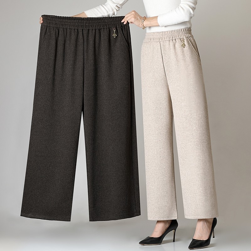 胖妈妈秋冬装加绒直筒裤中老年女加肥大码宽松阔腿裤高腰休闲长裤,女装/女士精品,中老年女装,淘宝优惠券,粉丝福利购,淘宝优惠卷