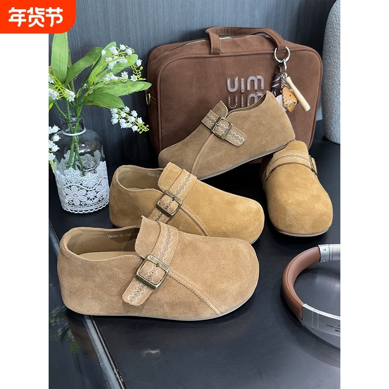 真皮全包内增高勃肯鞋女2025新款软底一脚蹬绝美厚底博肯鞋女平底,女鞋,勃肯鞋/软木鞋,淘宝优惠券,粉丝福利购,淘宝优惠卷