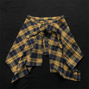 旅游穿搭格子屁帘女下摆裙子遮臀叠穿藏肉神器外搭街舞腰带装 饰男