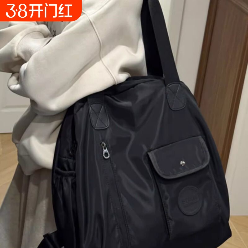 大容量双肩包女2025帆布旅游包轻便旅行单肩背包托特包尼龙通勤