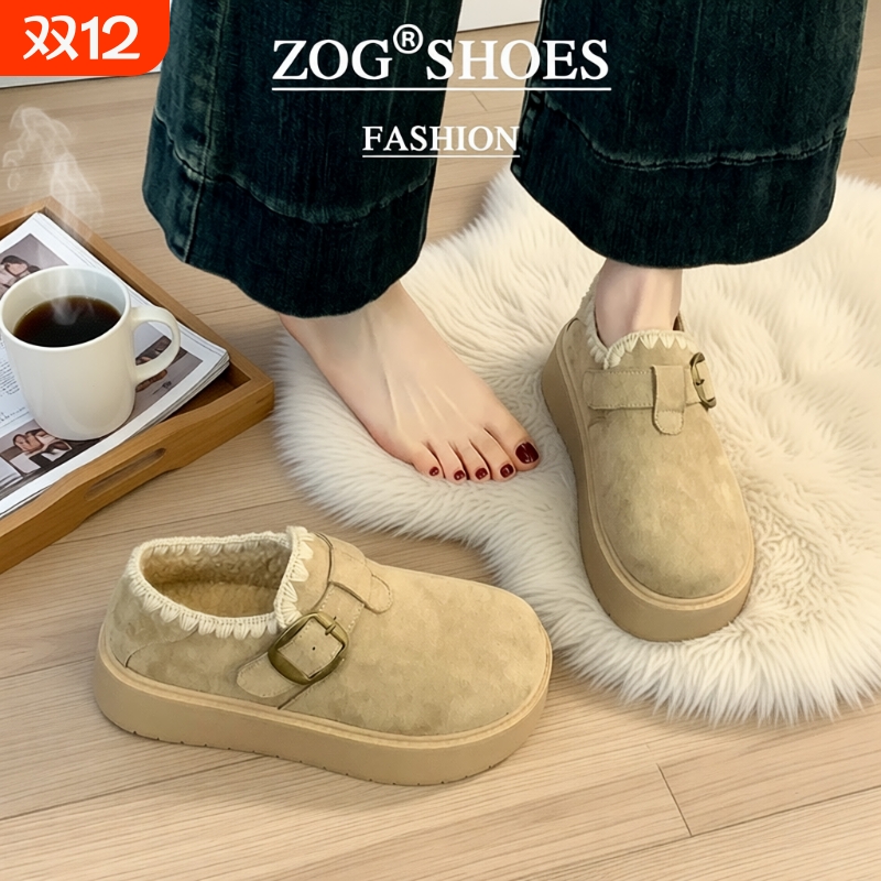 厚底勃肯鞋女2025新款秋冬加绒豆豆鞋保暖雪地靴一脚蹬棉鞋子时尚