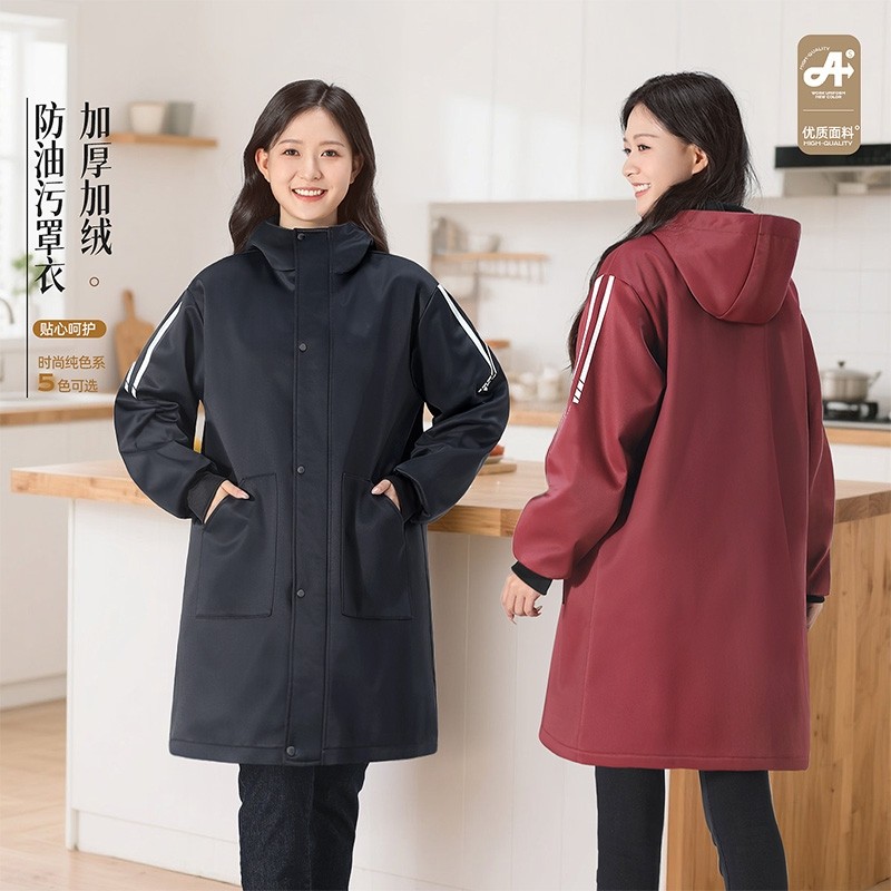 罩衣女新款上班外穿防水防油厨房家用加绒男款工作服做饭围裙防风