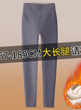 175鲨鱼裤高个子加长春秋女外穿秋冬加绒瑜伽裤打底裤170薄绒灰色