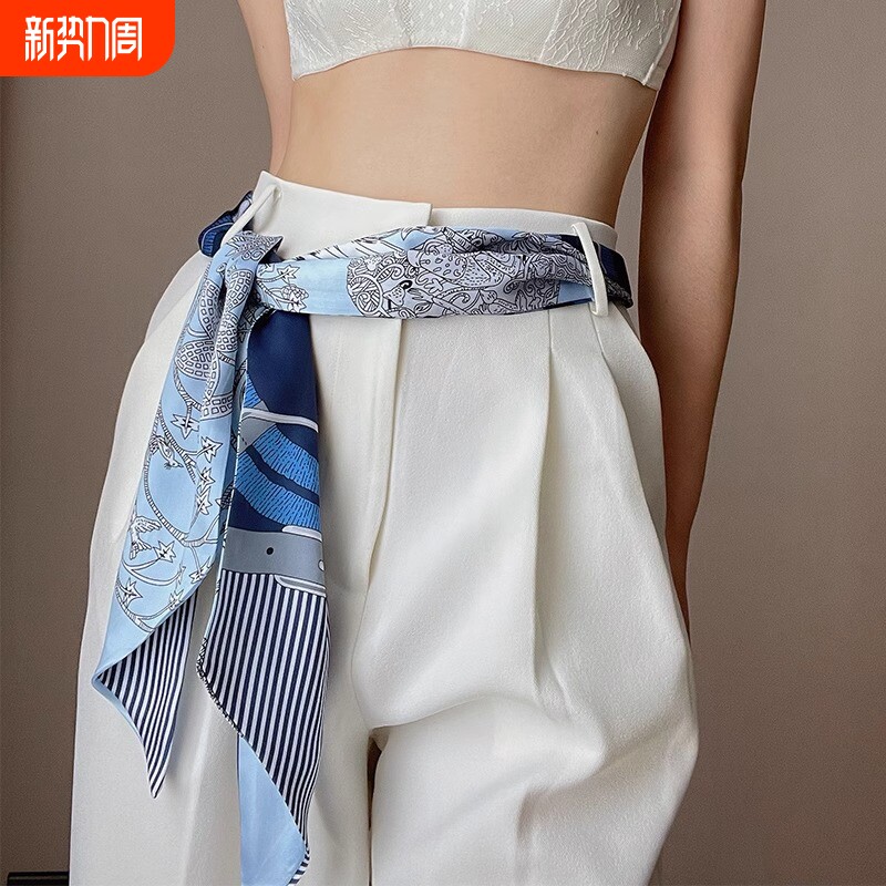 长条小丝巾百搭女发带腰带高级感薄款春秋款搭配衬衫丝带法式飘带
