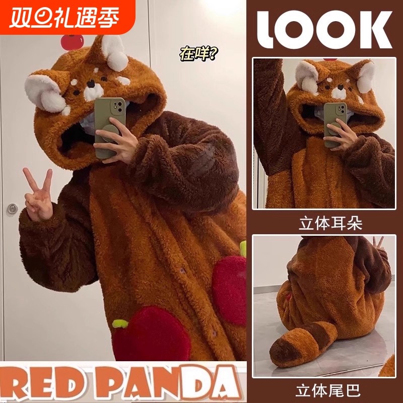 可爱睡衣女款秋冬季珊瑚绒加厚加绒保暖卡通少女法兰绒家居服套装