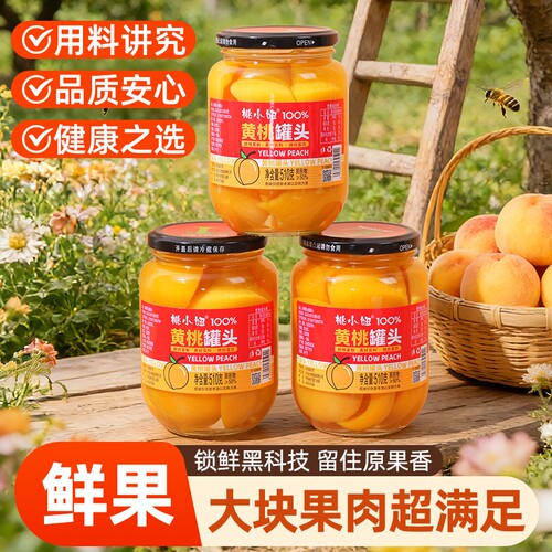 黄桃罐头水果罐头510g正品新鲜即食整箱批发糖水零食官方旗舰店