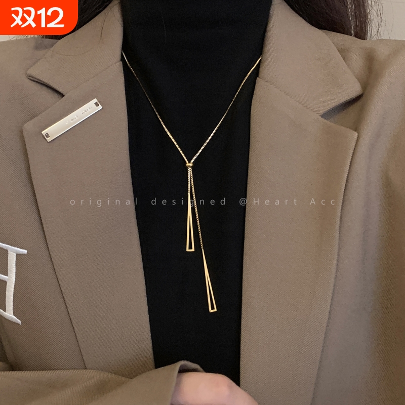 钛钢项链女高档大气高级感长款装饰毛衣链搭配衣服时尚配饰蛇骨链