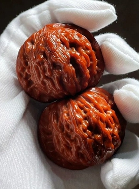 精品文玩核桃狮子头四座楼把玩手把件官帽血麒麟纹古玩盘玩手串男