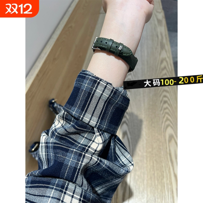 长袖格子大码衬衫女夏季薄款法式防晒衬衣高级感春秋上衣外套外搭