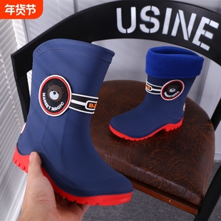 儿童雨鞋男童2025新款女孩上学专用雨靴小孩加绒水鞋大童防滑胶鞋
