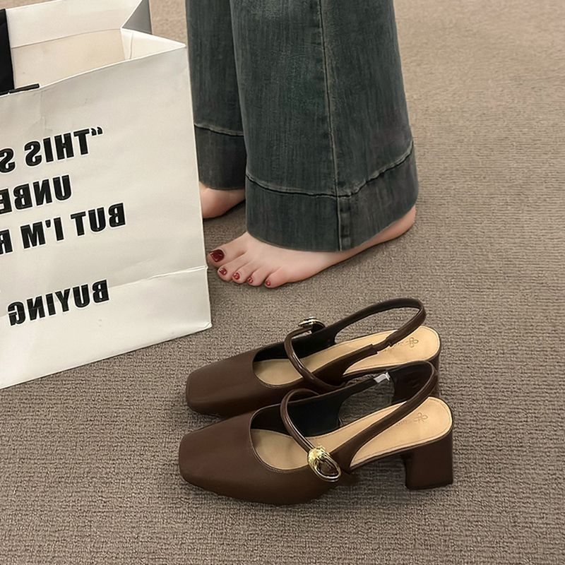 玛丽珍单鞋百搭粗跟凉鞋女2025年