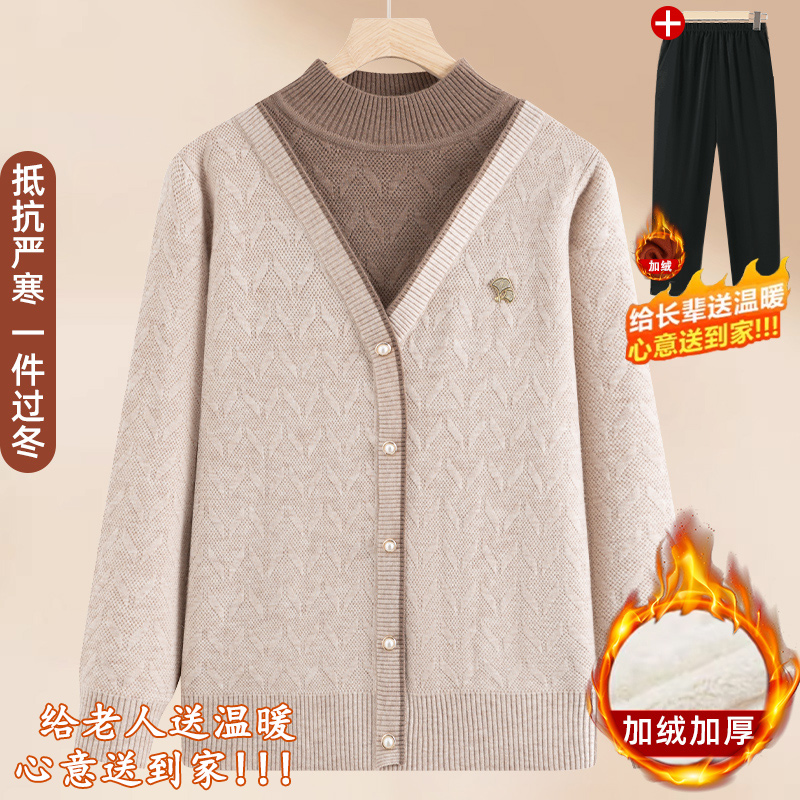 中老年妈妈秋冬小衫奶奶上衣休闲
