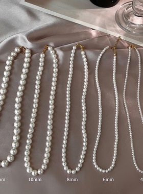 配旗袍珍珠项链高档双层小众女复古宫廷配饰品法式毛衣链锁骨链