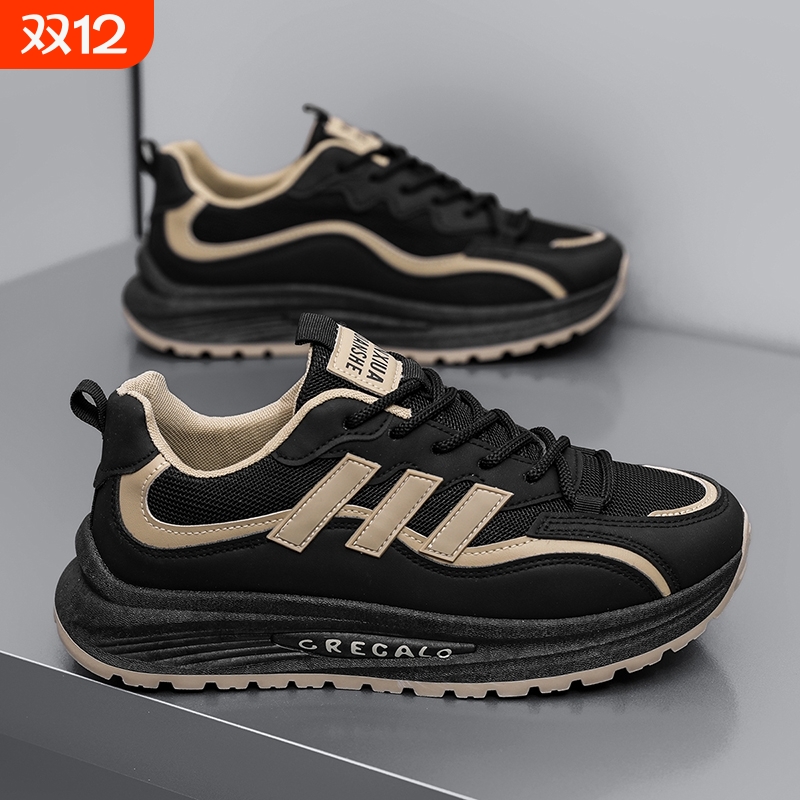 男鞋2025百搭夏季网面透气新款休闲运动鞋男士跑步厚底阿甘老爹鞋