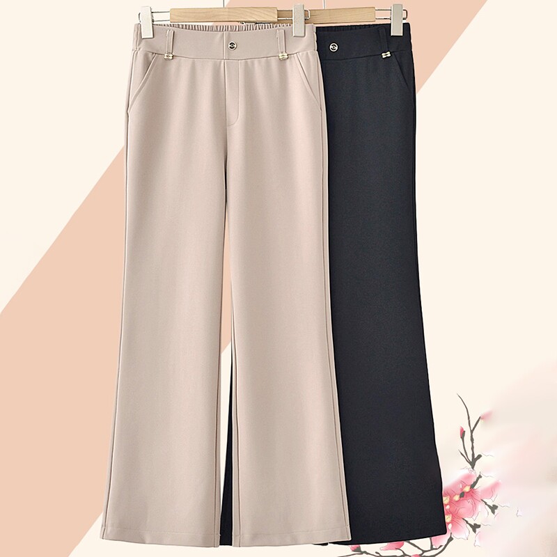 妈妈裤子春装2025中年人阔腿裤春秋中老年女裤黑色白色气质休闲