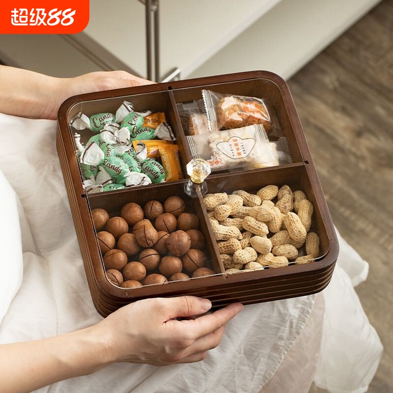 高档复古带盖干果果盘零食收纳盒图片