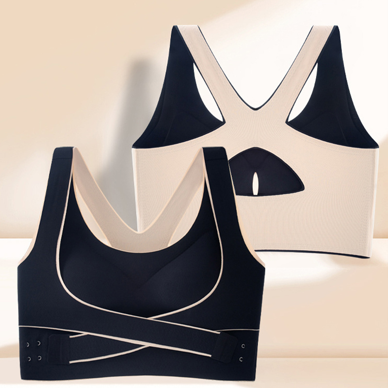 交叉侧扣防震聚拢运动内衣背心式大码无钢圈抹胸防下垂美背文胸女