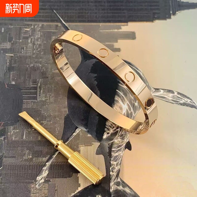 经典款L0ve手镯镀18K金色情侣镯子高级感生日礼物送男女友不掉