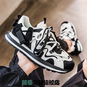 厚底休闲老爹鞋男秋冬新款百搭加绒保暖运动鞋复古翻毛皮男鞋