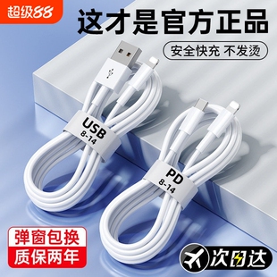 苹果数据线充电线适用iPhone1715promax正品141316器PD20w手机11/XR快充8p车载iPad平板12闪充2米原7plus装45