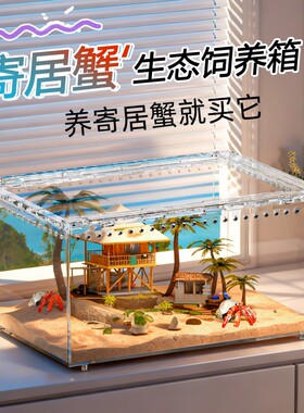 爬宠饲养盒水陆两用带盖透明角蛙守宫睫角甲虫独角仙饲养箱乌龟缸
