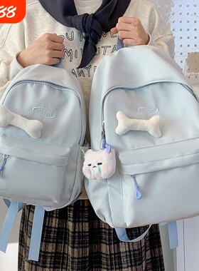 纯色百搭小书包女韩版少女学生双肩包简约休闲mini背包粉色蓝色