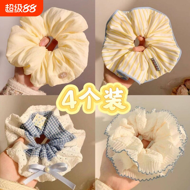 大肠发圈超大法式气质云朵高级丸子头饰复古发绳头绳发饰双层泡泡