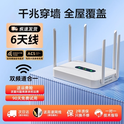 路由器家用高速千兆无线wifi6穿墙王5G双频游戏电竞大户型信号增强学生宿舍移动光猫极速上网光纤2025新款