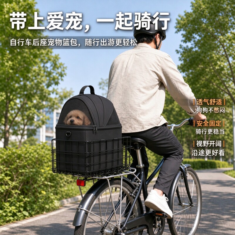 新款自行车后框宠物篮折叠便携山地车宠物包小型犬单车车篮便携