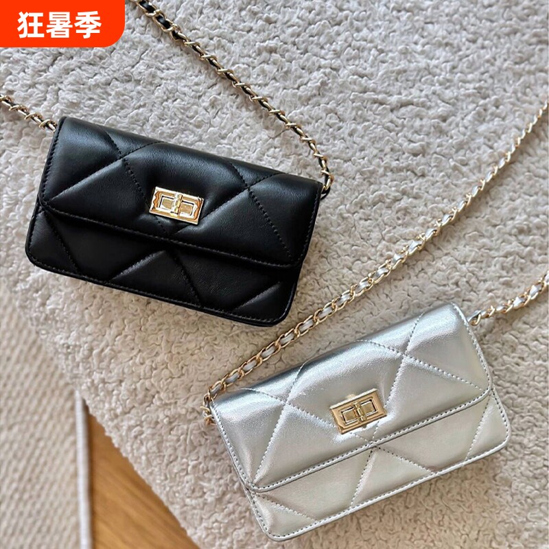 小香风小方包女高级感手机包迷你小包真皮单肩斜挎菱格链条包轻便