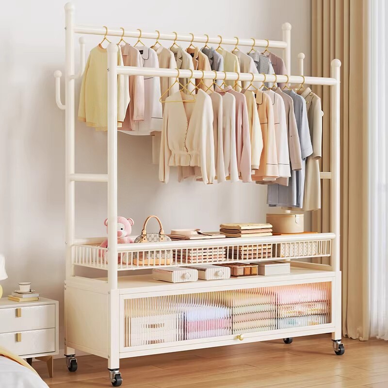 挂衣架落地衣帽架卧室家用可移动挂衣服架子室内晾衣架挂衣杆阳台