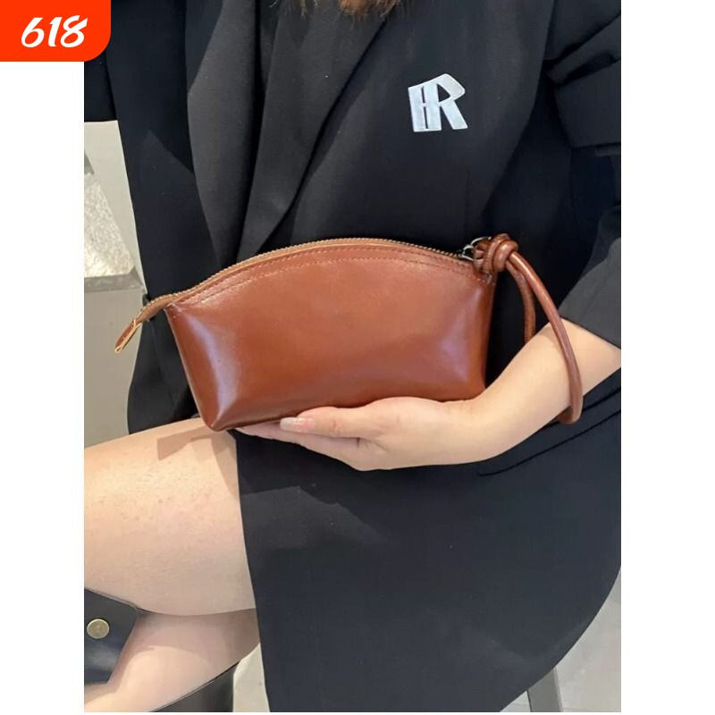 软皮革手拿包女新款真皮质感便携小斜挎包时尚百搭手抓贝壳包小包