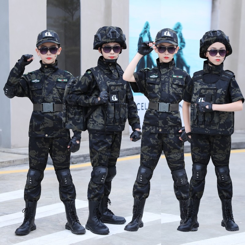 儿童黑鹰迷彩服小小特种兵军训服战狼玩具套装男女童表演服演出服