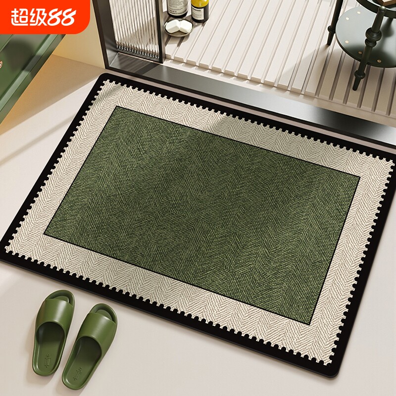 法式硅藻泥地垫软卫生间厕所浴室门口防滑垫吸水垫子脚垫卫浴速干