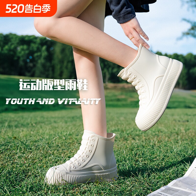 喆星2025学生女款时尚简约设计百搭舒适雨靴耐磨防滑保暖雨鞋