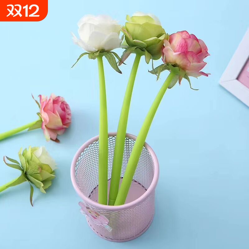 创意玫瑰花签字笔黑色